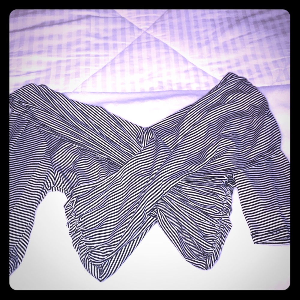 Black and white striped crop top